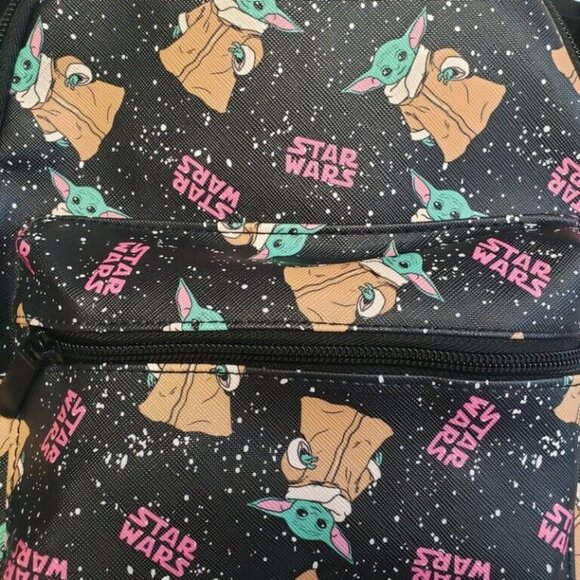 Bioworld Star Wars MINI Backpack Black Multi-Color Grogu Baby Yoda 11" x 9" - Picture 2 of 4